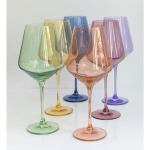 Elegant Multicolor Wine Glass Set. New in box